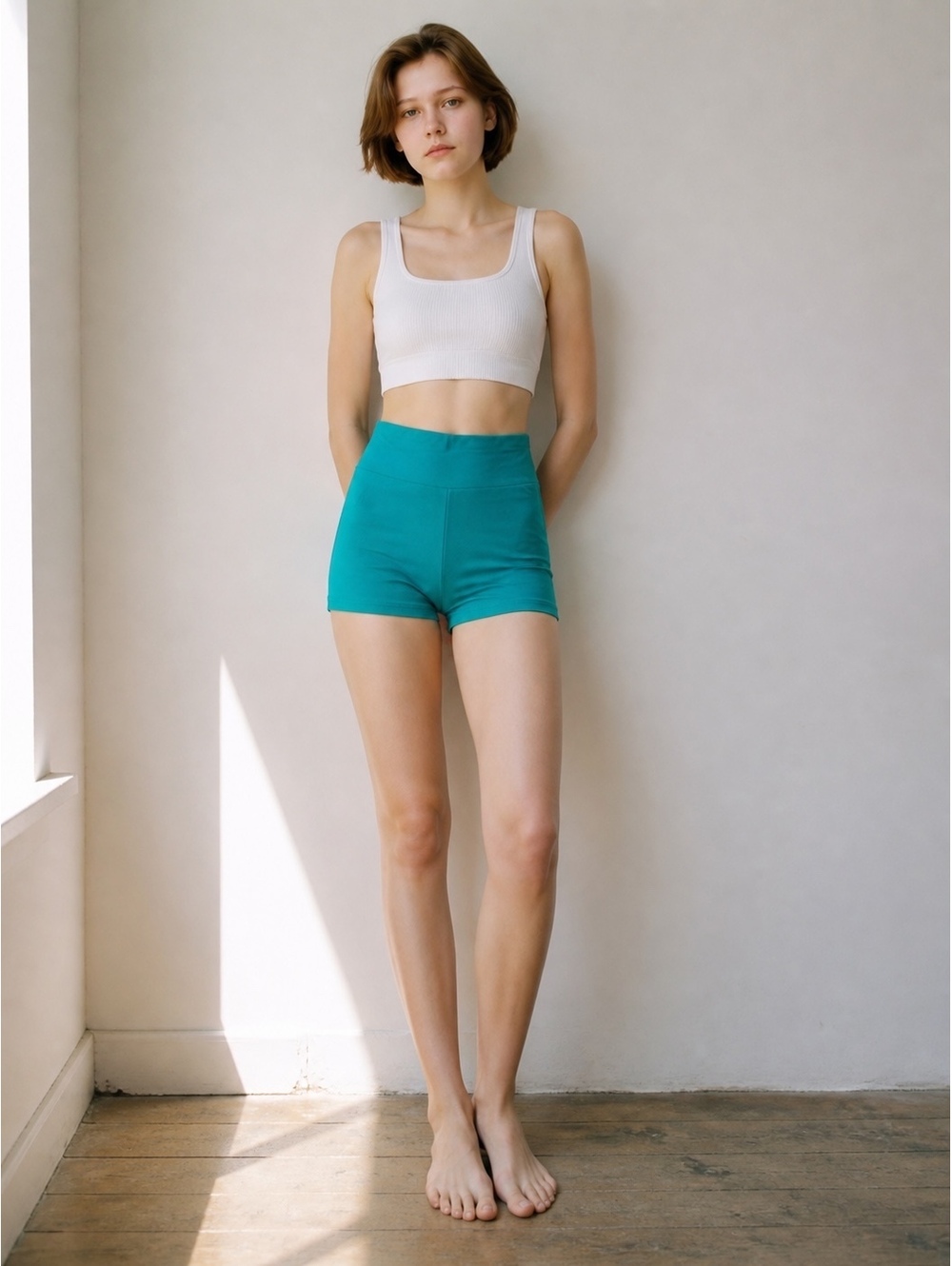 #610 No Boundaries High-Waisted Teal Stretch Shorts S/M